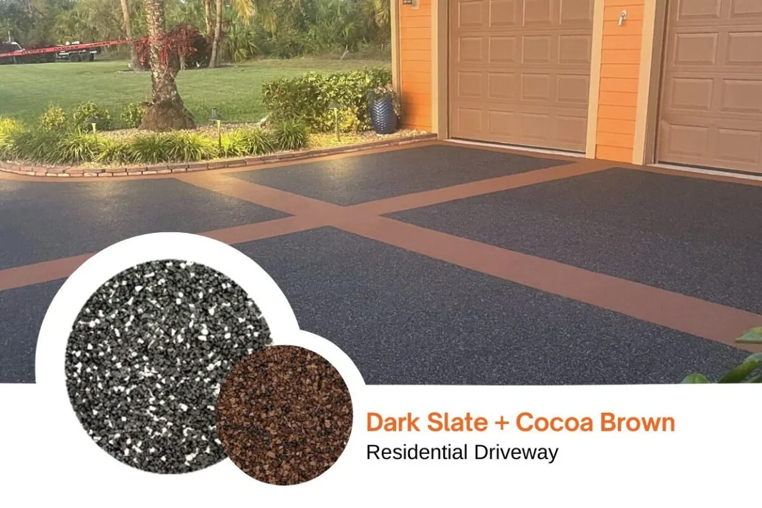 Dark Slate + Cocoa Brown blend shown on a residential driveway