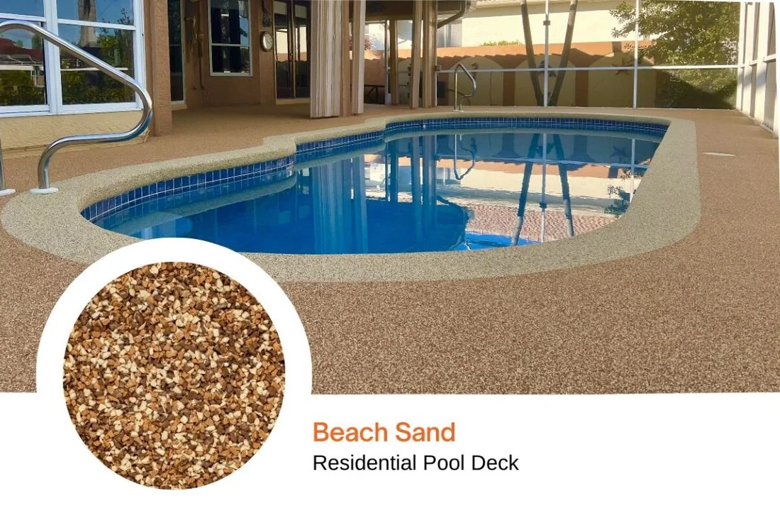 Beach Sand blend shown on a residential pool deck
