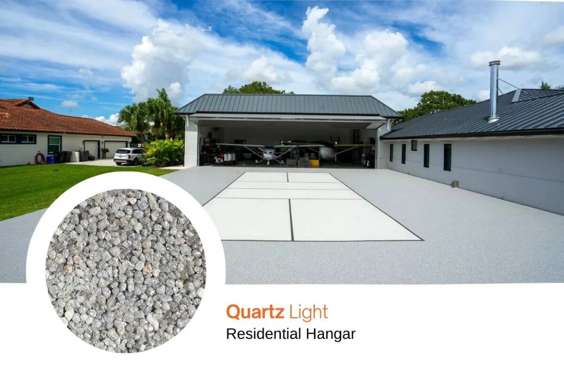 Quartz Light blend shown on a residential hangar